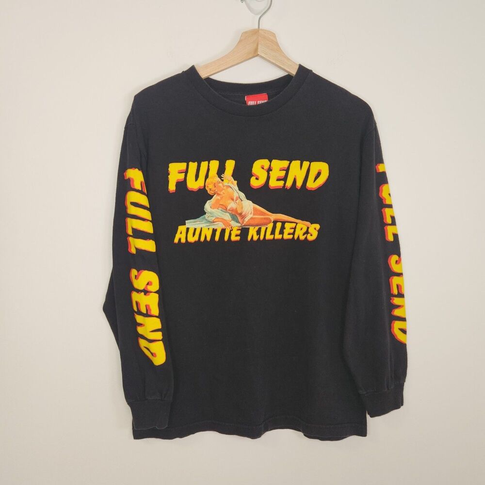 FULL SEND Nelk Boys Auntie Killers Graphic Long Sleeve T-Shirt MEDIUM